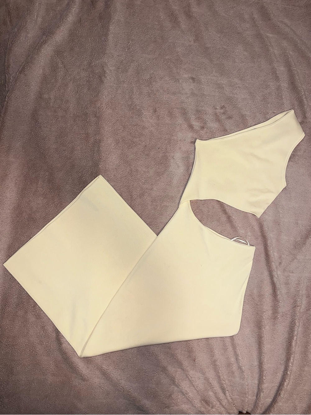 Zara Cream One-Shoulder Cutout Dress